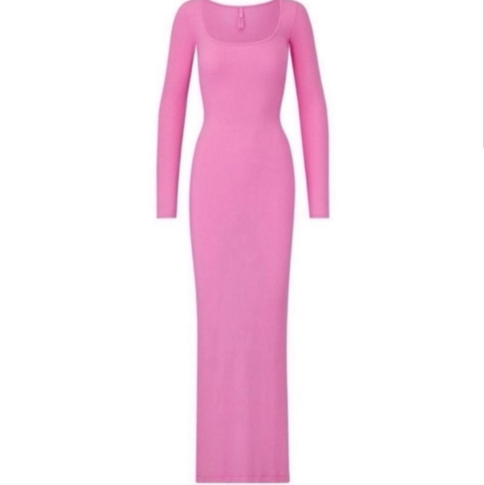NEW SKIMS PINK COTTON LONG SLEEVE DRESS SZ 3X